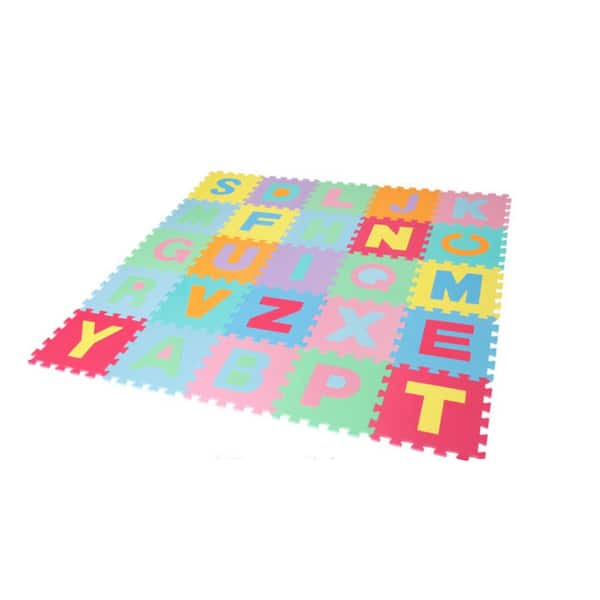 Shatex 12 in. x 12 in. x 0.4 in. Multi-Colored Letter Type EVA Interlocking Foam Floor Mat 26 sq ft. (26-Tiles Per Case)