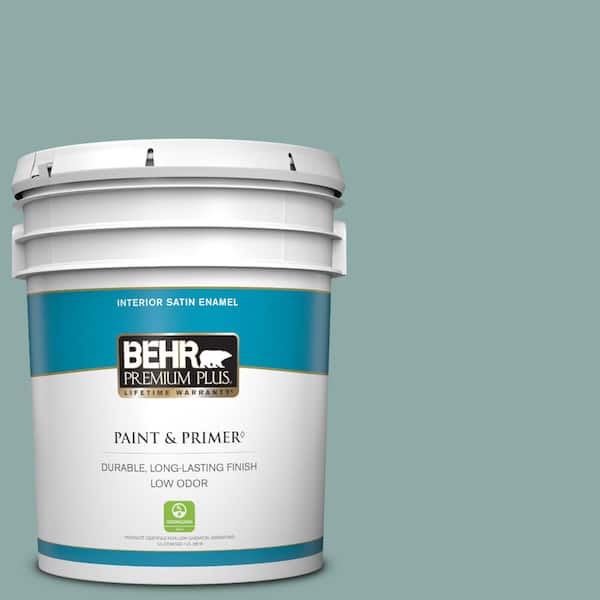 BEHR PREMIUM PLUS 5 gal. Home Decorators Collection #HDC-CL-25 Oceanus Satin Enamel Low Odor Interior Paint & Primer