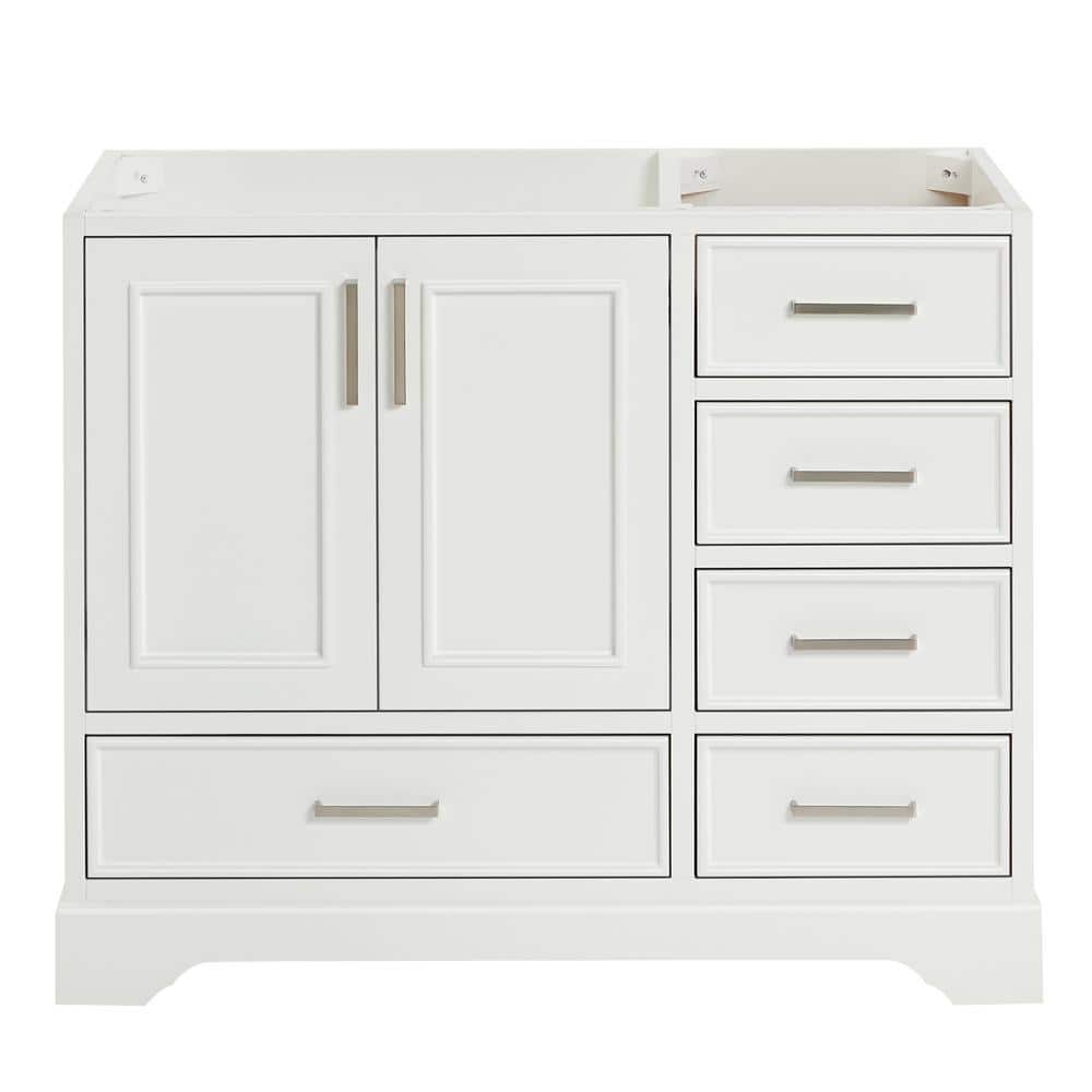 Stafford White Solid Wood 42.75" Freestanding Bathroom Vanity Cabinet