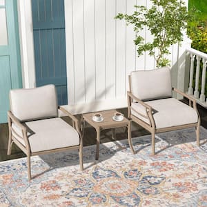 Lamando 3-Piece Aluminum Patio Outdoor Conversation Set with Light Mixed Gray Cushions