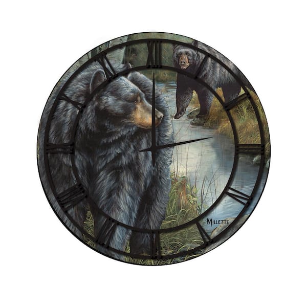 Unbranded "Birchwood Bears" Full Coverage Art and Black Numbers Imaged Wall Clock