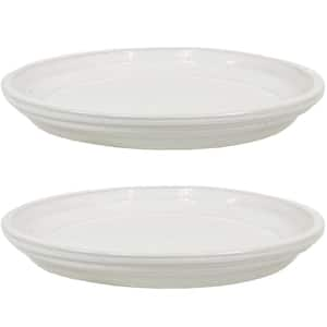 2 Sunnydaze 9 in. Pearl Ceramic Planter Saucers