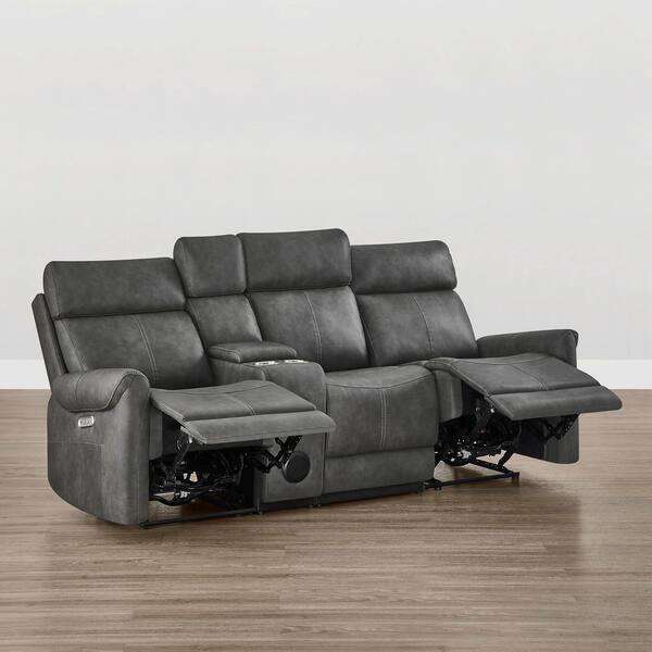 Spruce & Spring Cedar 87.8 in. Square Arm Wall Hugger Faux Leather