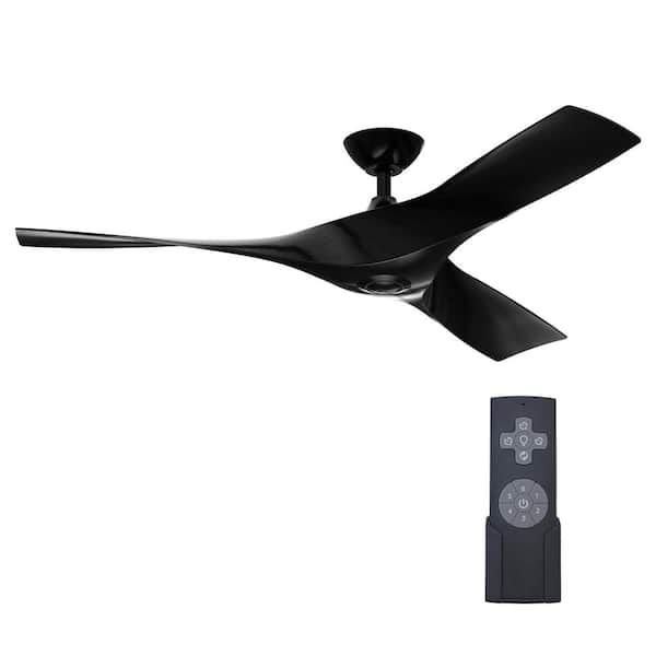 Parrot Uncle 52 in. Modern Black Downrod Ceiling Fan with