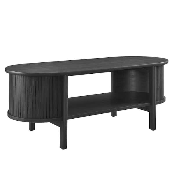 MODWAY Cadence 18.5 in. Black Oval MDF Coffee Table