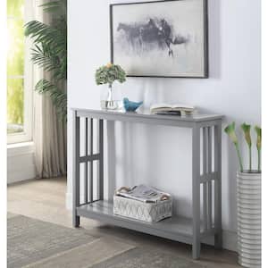 Mission 39.5 in. L x 31.5 in. H Gray Rectangle Wood Console Table with Bottom Shelf