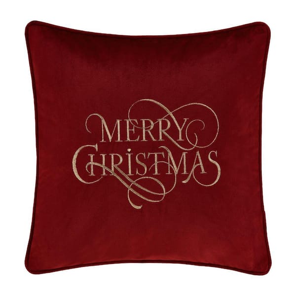 Unbranded Merry Wishes Crimson Polyester Square Decorative Throw Pillow 18X18"