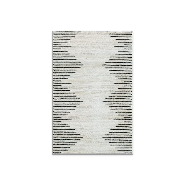 Fulton 2 ft. 7 in. X 4 ft. Cream Bohemian Stripe Area Rug