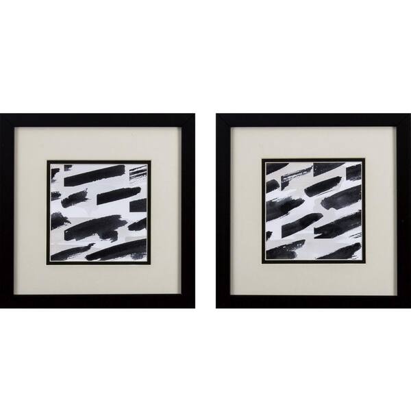 HomeRoots Victoria Black and Grey Abstract by Unknown Wooden Wall Art (Set of 2)
