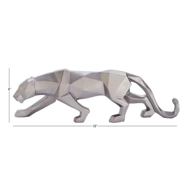 Litton Lane Black Resin Mirrored Leopard Sculpture with Checkered Design  043720 - The Home Depot