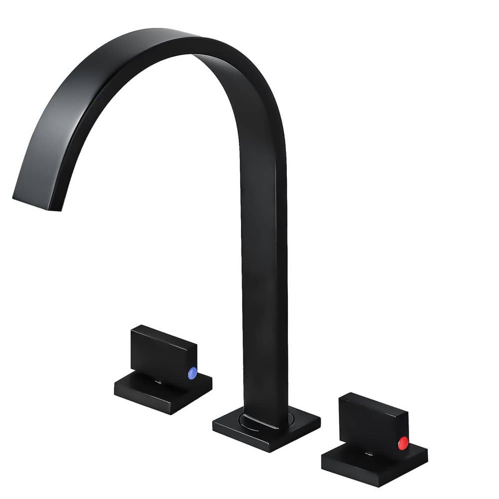 2 Handles 8 in. Widespread Bathroom Faucet 3-Hole Sink Faucet in Matte Black price history on PriceWatchPro