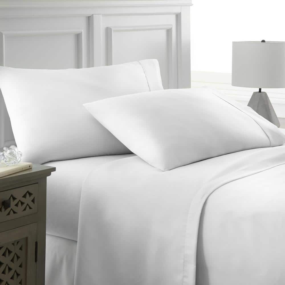 Queen White Wrinkle Resistant Microfiber Sheet Set
