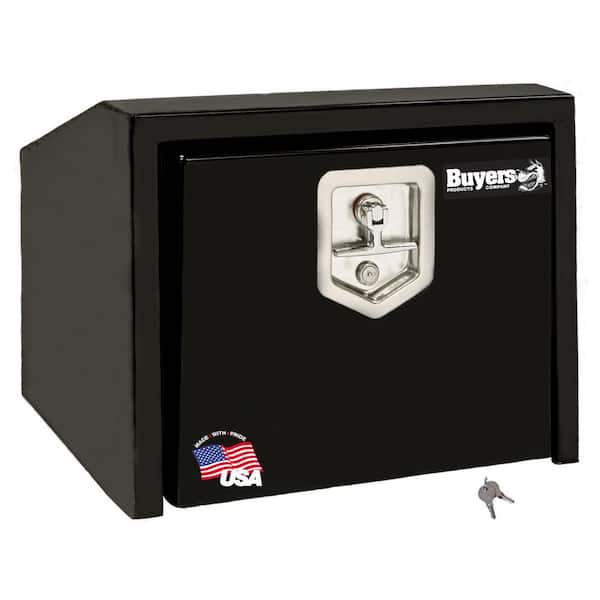 BUYERS PRODUCTS 14 in. x 12 in. x 24 in. Gloss Black Steel Underbody Truck Tool Box with Slanted Back