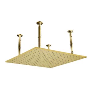 1-Spray Patterns with 2.5 GPM 20 in. Ceiling Mount Rain Fixed Shower Head in Gold