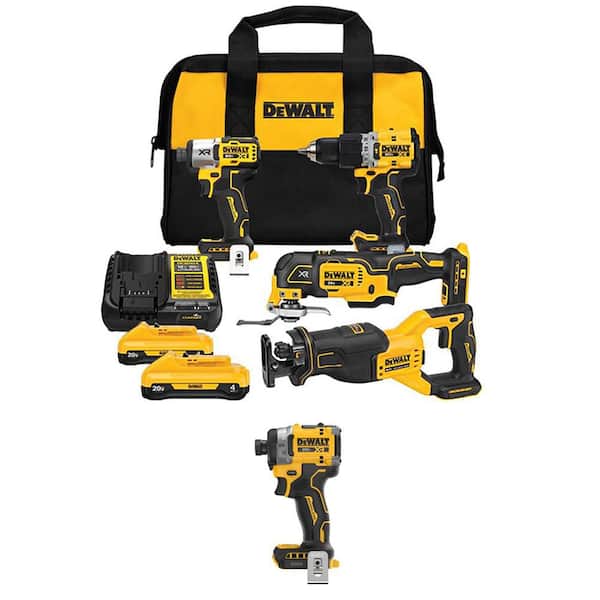 20V MAX Lithium-Ion Cordless 4-Tool Combo Kit and 20V MAX XR Cordless Impact Driver with (2) 4 Ah Batteries and Charger