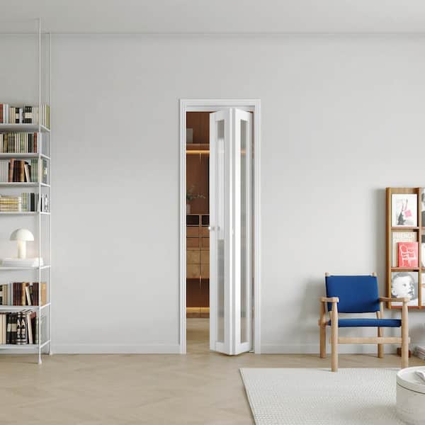 48 in x 80 in(Double Doors) Frosted Glass Single Glass Panel Bi-Fold Interior Door with MDF & Water-Proof PVC Covering