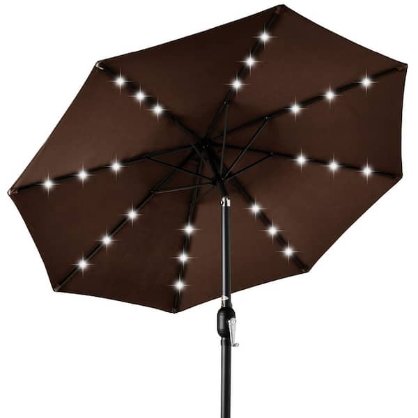 best choice products 10 solar led tilt patio umbrella brown 10ft 3-Tier Umbrella, Market Sun Shade w/ Adjustment, Easy Crank The built Best Choice Products 10ft Solar