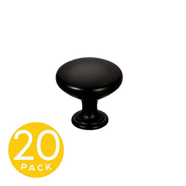 Alpha Series 1 in. Black Modern Round Cabinet Knob (20-Pack)