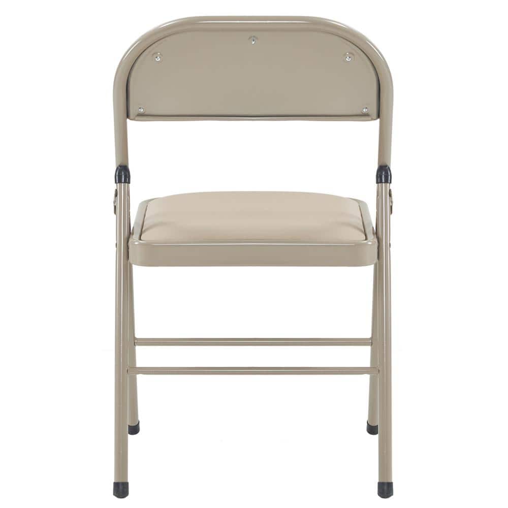 Set of 6 Light Brown Faux Leather Armless Folding Chairs with Metal Frame