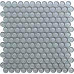 5 pack 12-in x 12-in Gray Penny Round Polished Glass Mosaic Tile (5 Sq ft/Case)