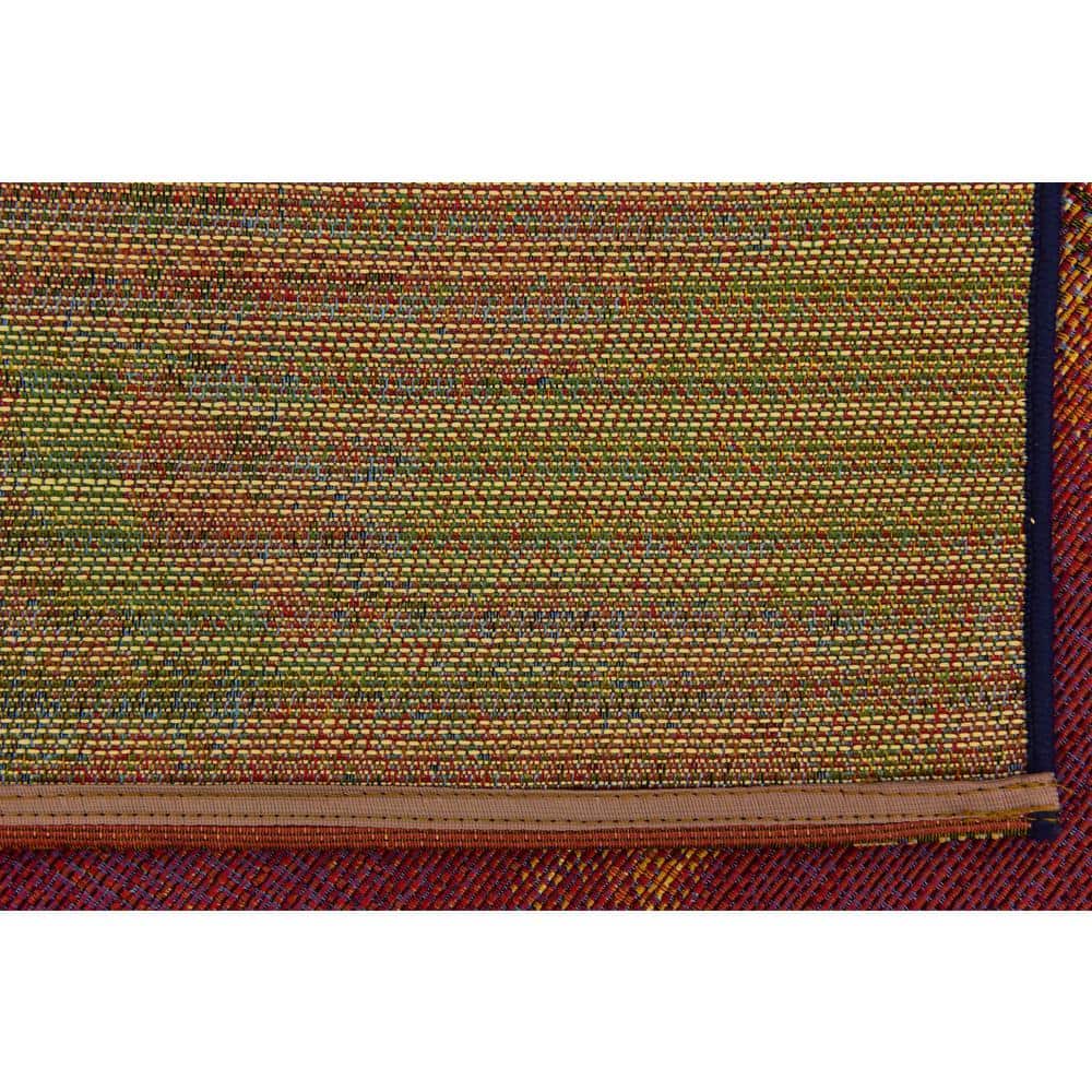Vibrant Abstract Multi-Color 6' Square Outdoor Synthetic Rug