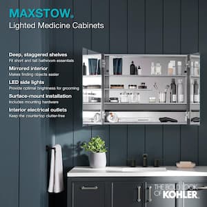 Maxstow 17 in. W x 24 in. H Silver Surface Mount Medicine Cabinet with Lighted Mirror