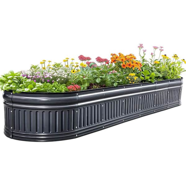 8 x 2 x 1 ft. Galvanized Raised Garden Bed Kit, Metal Upgraded Modular DIY Galvanized Planter Garden Box for Gardening