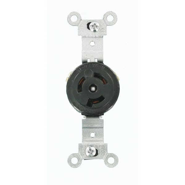 Leviton 15 Amp 250-Volt Grounding Locking Single Outlet, Black 4560