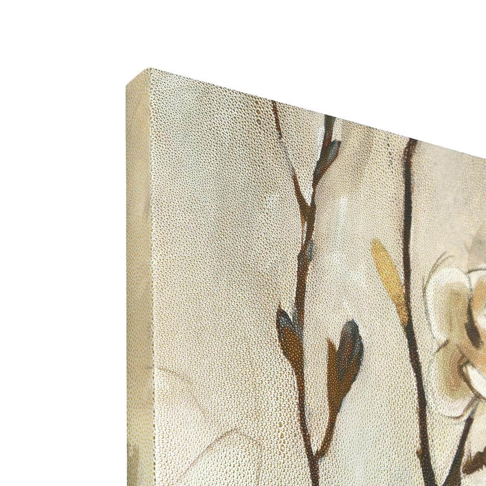 Blossoming Tranquility Gold Shagreen Floral Canvas Wall Art