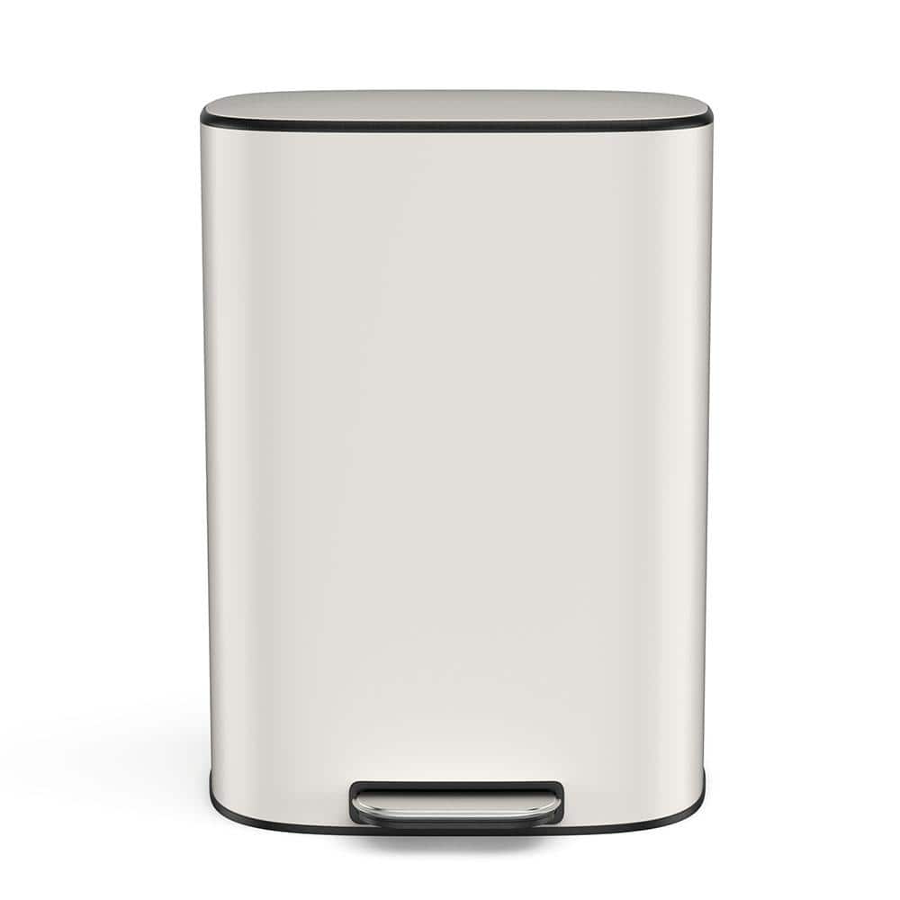 13 Gal. Metal Household Trash Can, Stainless Steel Bustbin with Foot Pedal Operation, Soft Close Lid in White price history on PriceWatchPro