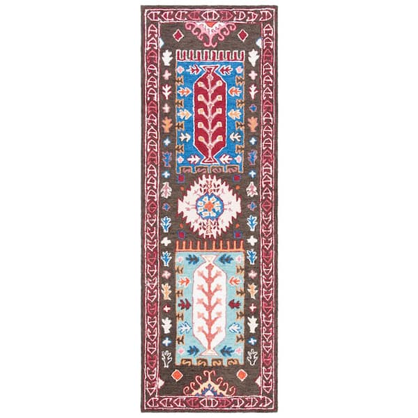 Bellagio 2 ft. x 7 ft. Brown/Rust Abstract Geometric Runner Rug