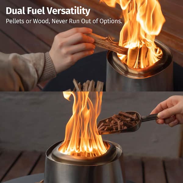 EAST OAK Fuoco Smokeless Fire Pit Stainless Steel Fire Pit