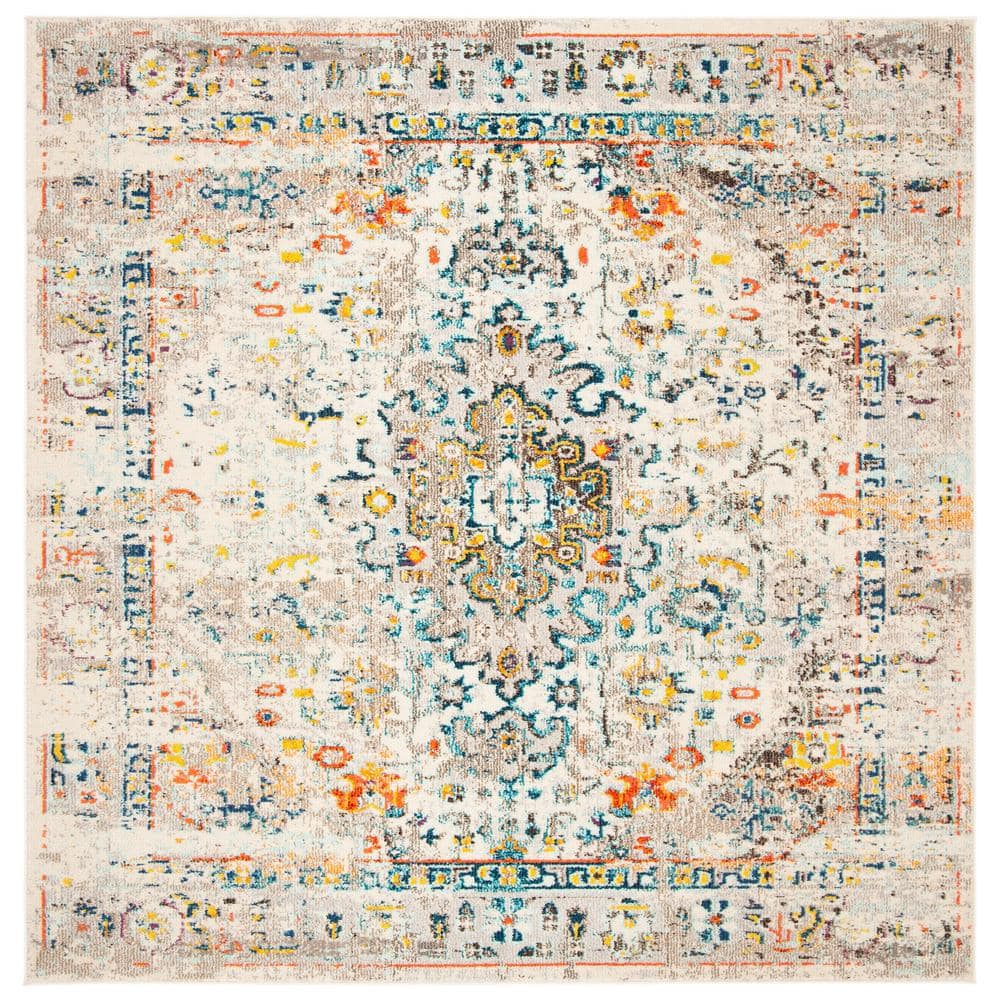 Madison 11' Square Cream and Blue Synthetic Area Rug