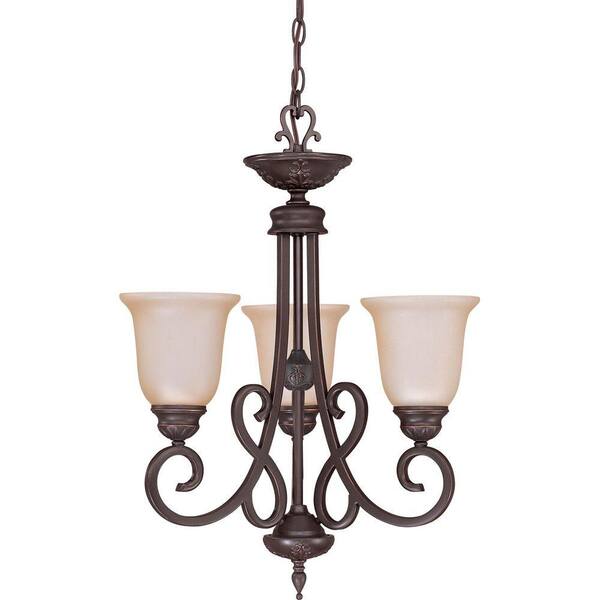 Glomar Halsey - 3-Light Chandelier with Vintage Champagne Glass Sudbury Bronze-DISCONTINUED