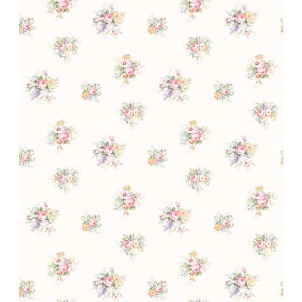 Brewster 8 in. W x 10 in. H Scroll Floral Bouquet Wallpaper Sample