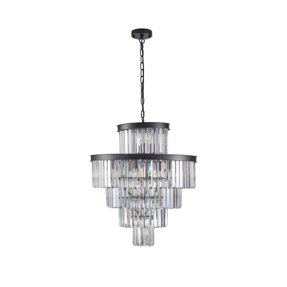 15 Light Black Finish Crystal Chandelier for Living Room, Dining Room, bulbs no included price history on PriceWatchPro