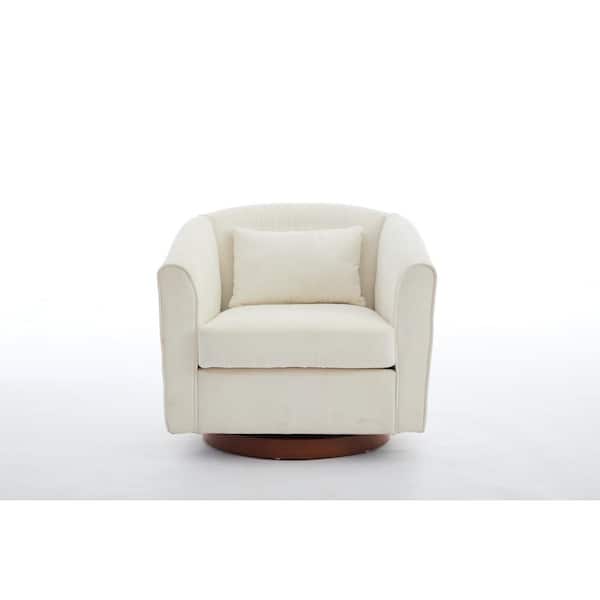 Unbranded White Wood Fabric Outdoor Lounge Chairs with Cushion, Swivel Accent Chair with Storage for Living Room