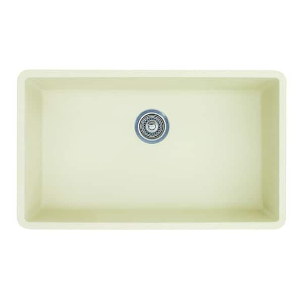 Blanco PRECIS Undermount Granite Composite 32 in. Single Bowl Kitchen Sink in Biscuit