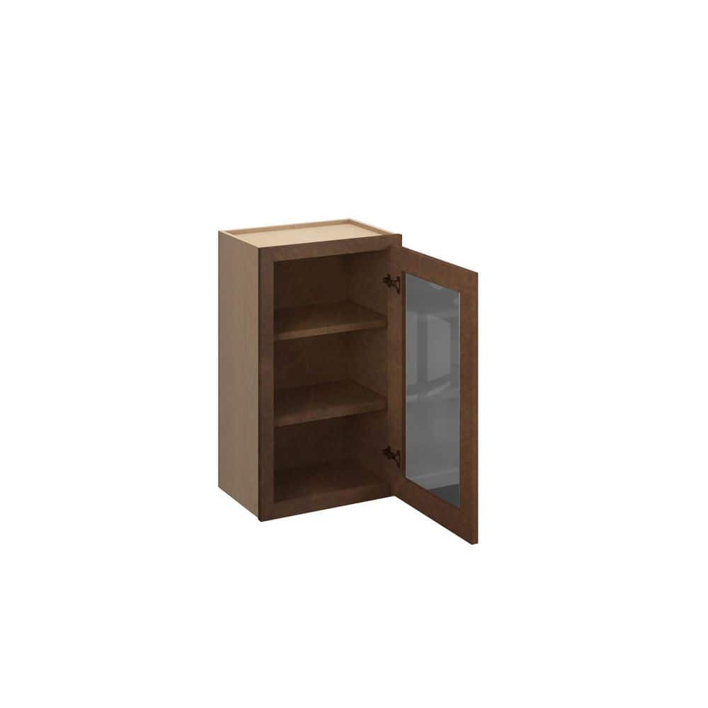 Amherst Shaker 15 in. W x 30 in. H x 12 in. D in Walnut Plywood Assembled Glass Door w/ Finished Interior Wall price history on PriceWatchPro