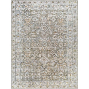 Darling Olive Traditional Machine-Washable 5 ft. x 7 ft. Indoor Area Rug