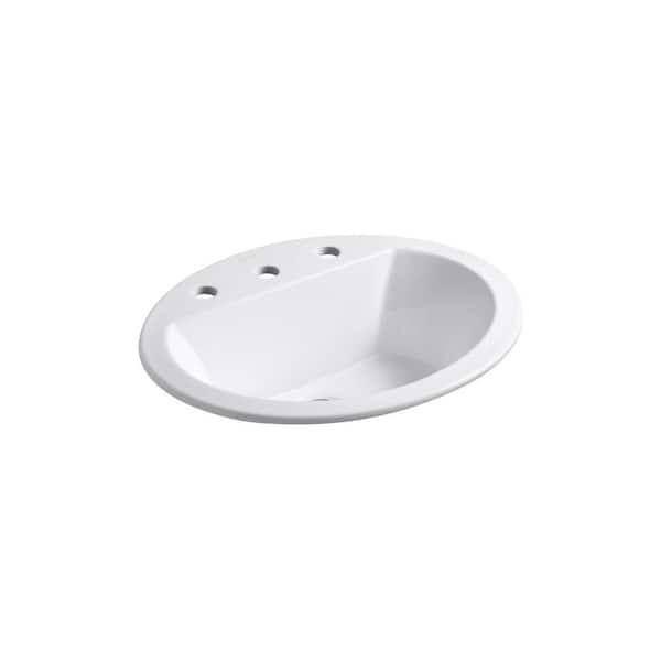 KOHLER Bryant 20-1/4 in. Oval Drop-In Vitreous China Bathroom Sink in White with Overflow Drain