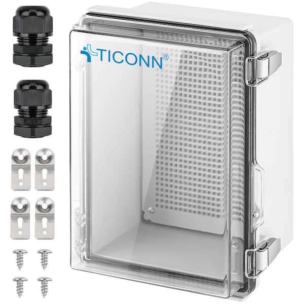 11 in. x 7.5 in. x 5.5 in. Clear Outdoor IP67 Waterproof Electrical Junction Box,ABS Plastic Enclosure w/ Mounting Plate