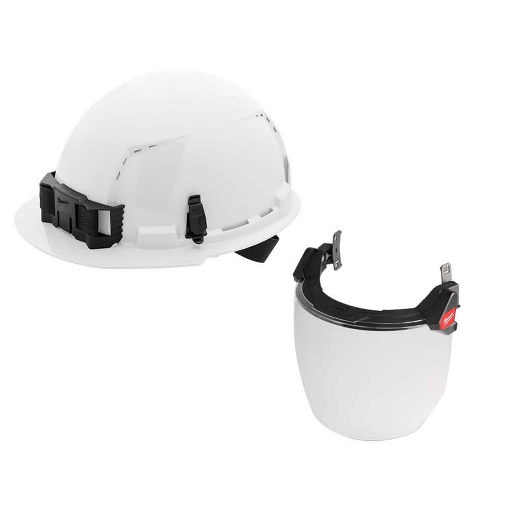 BOLT White Type 1 Class C Front Brim Vented Hard Hat with 4-Point Ratcheting Suspension with BOLT Clear Full Facesheild price history on PriceWatchPro