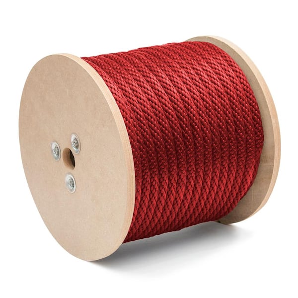 5/8 in. x 200 ft. Polypropylene Multi-Filament Solid Braid Derby Rope, Red