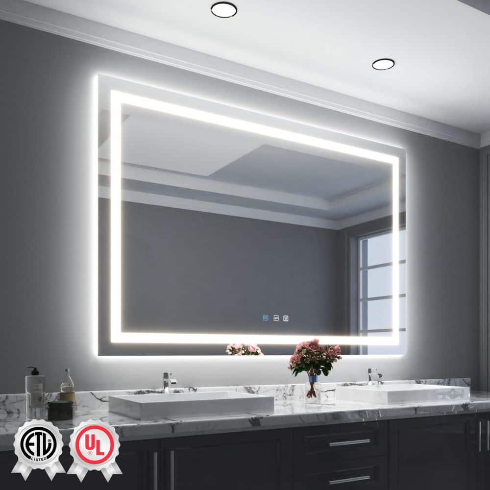 Backlit and Front Light 72 in. W x 48 in. H Rectangular Frameless