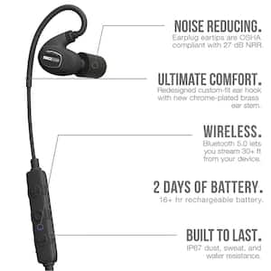 PRO 2.0 Bluetooth Hearing Protection Earbuds, 27 dB Noise Reduction Rating, OSHA Compliant Work Ear Protection (Black)