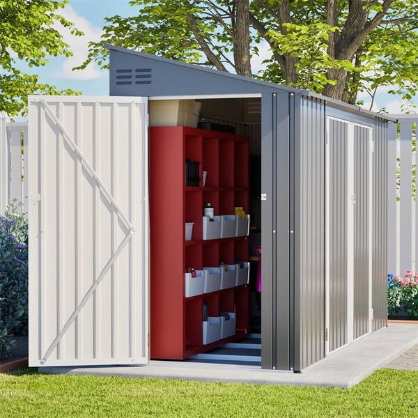 Zeus & Ruta 9 ft. W x 4 ft. D Metal Shed with Floor Frame (36 sq