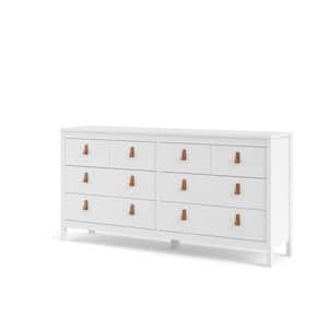 Madrid 8-Drawer White Double Dresser 31.38 in H. x 62.83 in W. x 15.12 in D