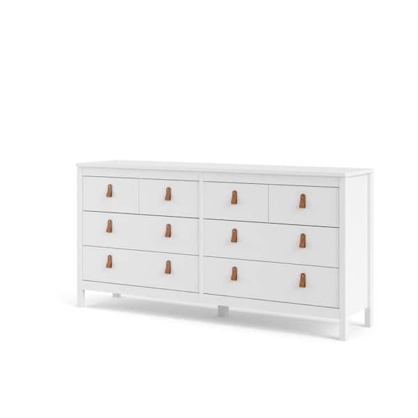 Tvilum Madrid 8-Drawer White Double Dresser 31.38 in H. x 62.83 in W. x 15.12 in D