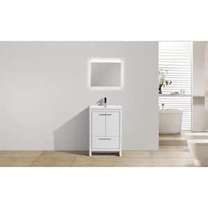 Dolce 24 in. W Bath Vanity in High Gloss White with Reinforced Acrylic Vanity Top in White with White Basin